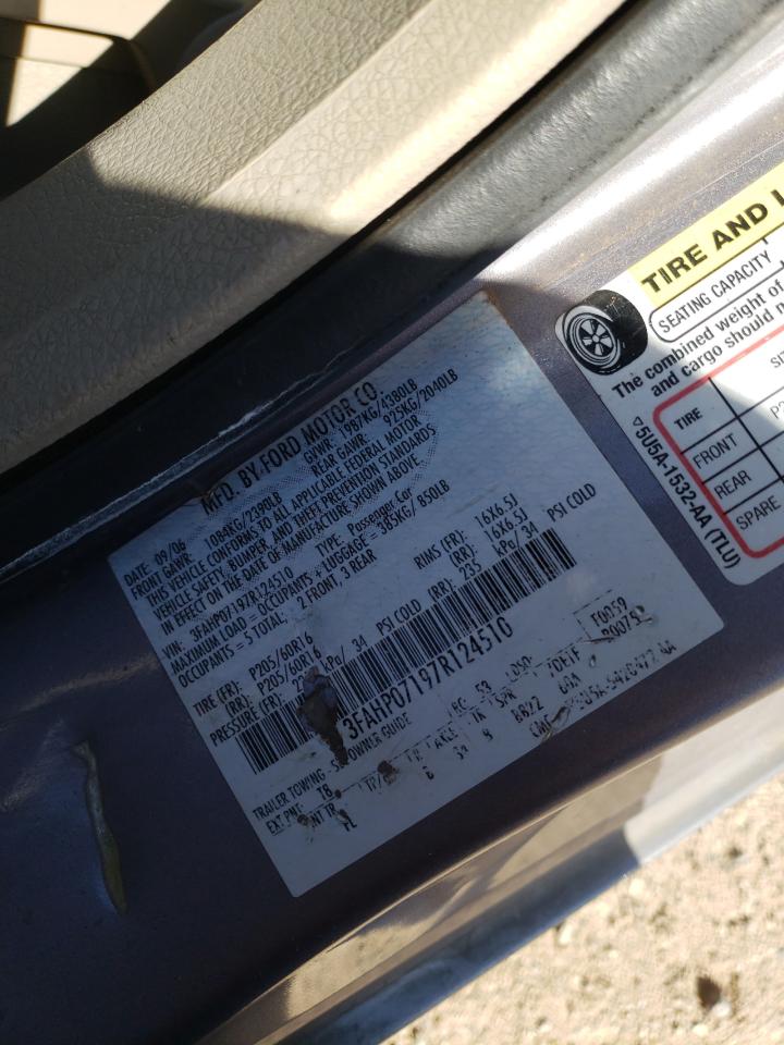 3FAHP07197R124510 2007 Ford Fusion Se