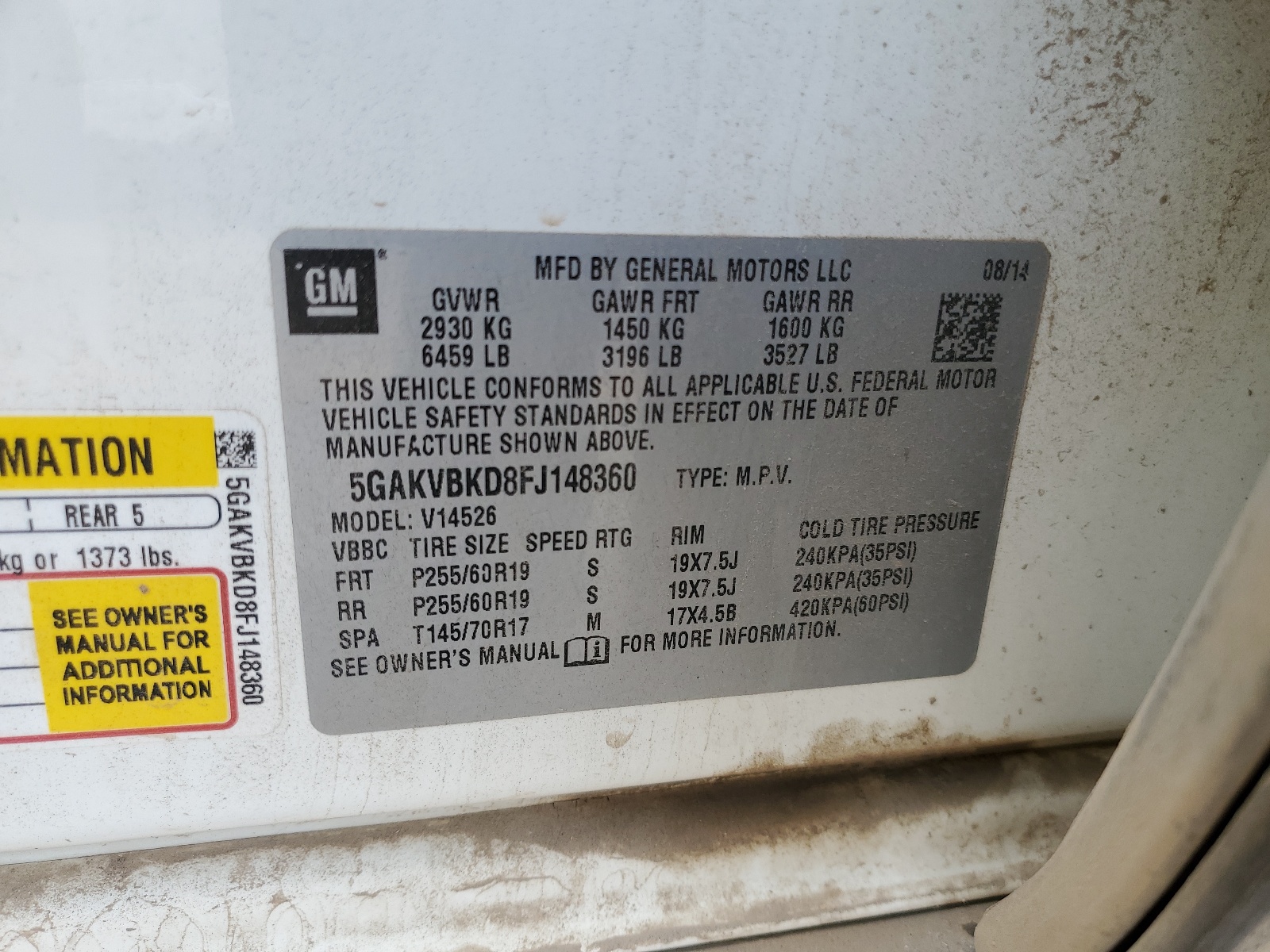 5GAKVBKD8FJ148360 2015 Buick Enclave