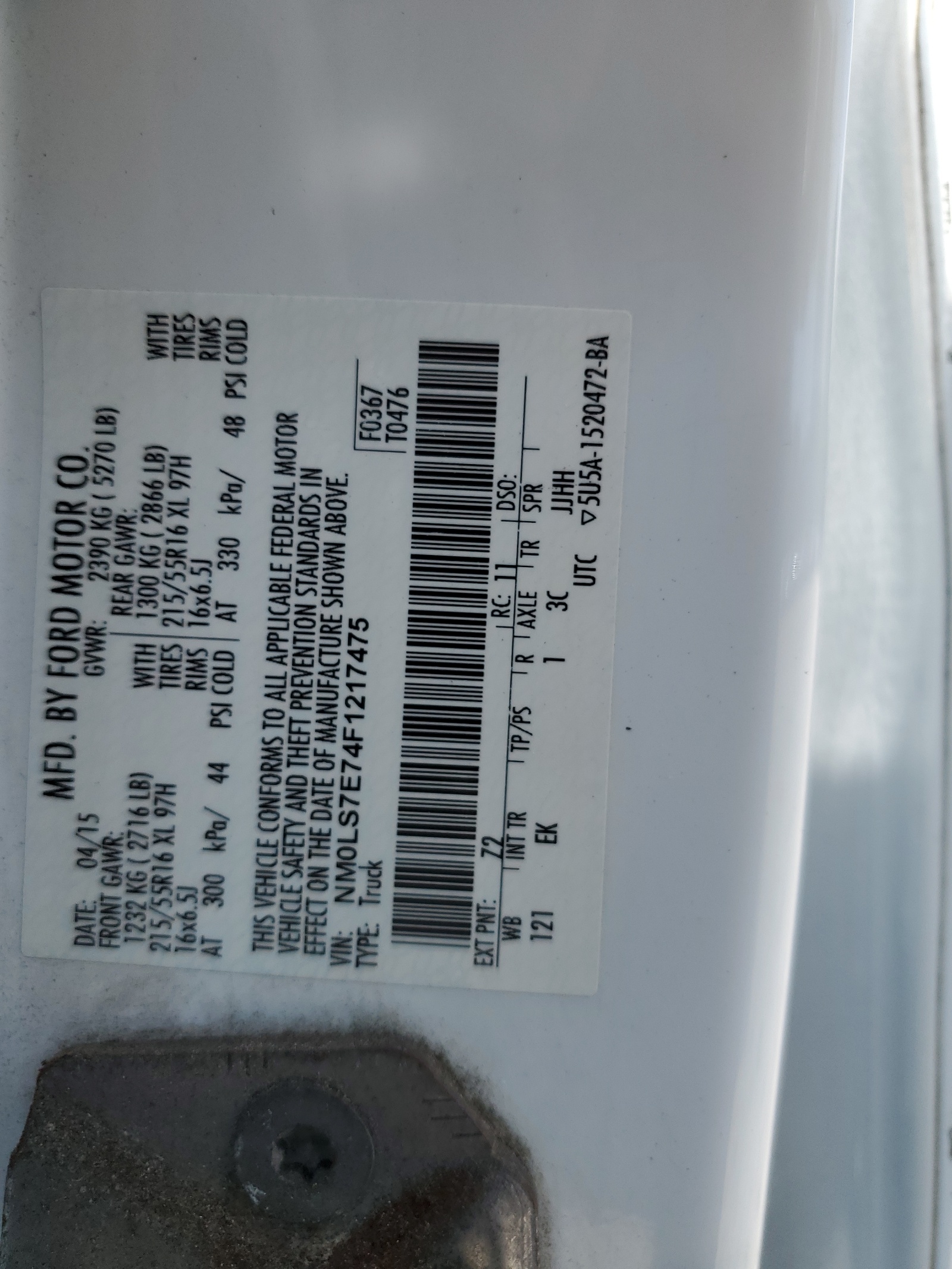 NM0LS7E74F1217475 2015 Ford Transit Connect Xl