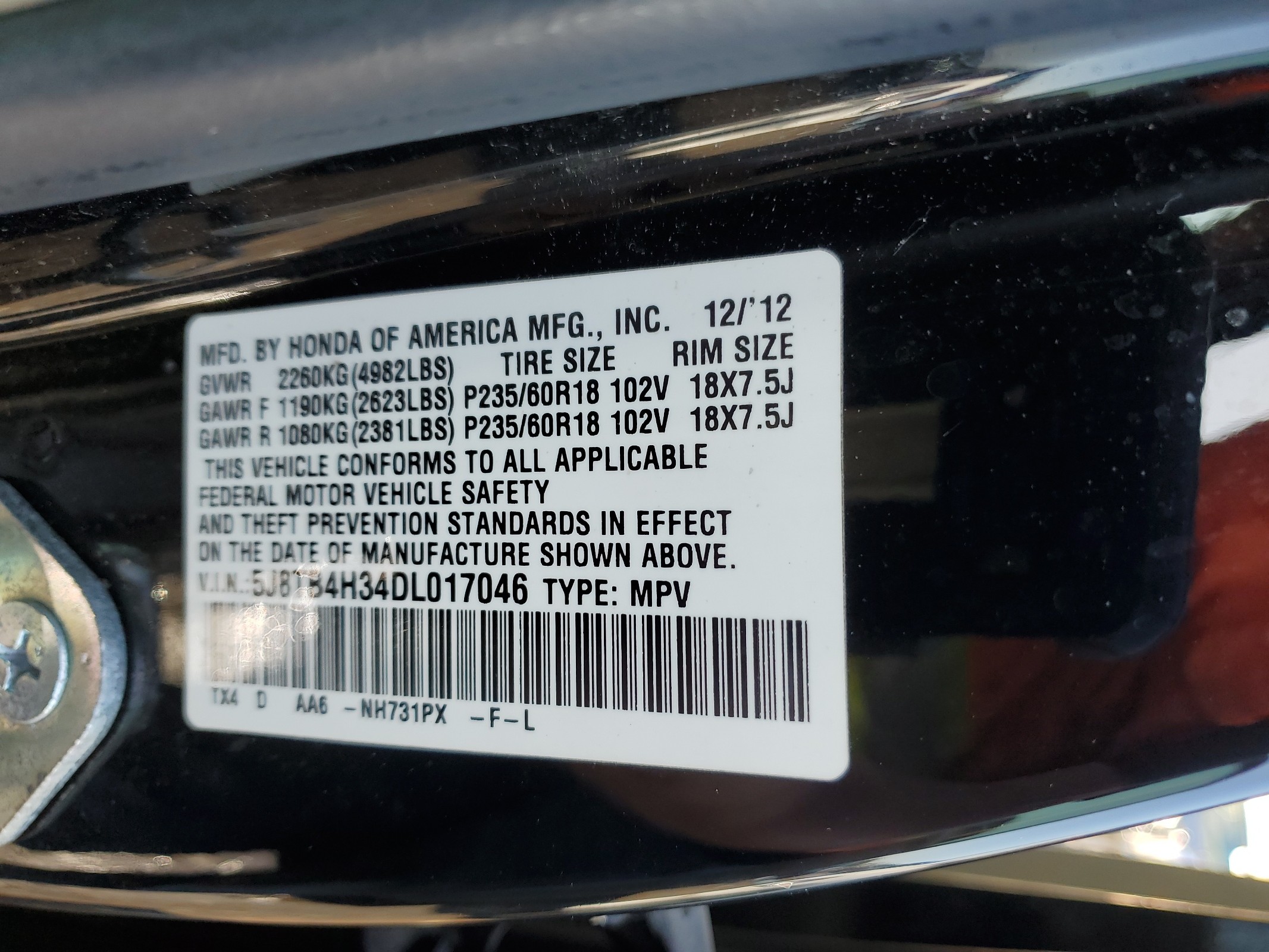 5J8TB4H34DL017046 2013 Acura Rdx