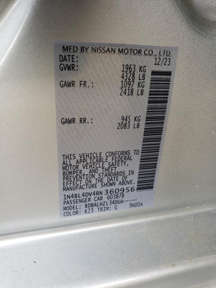 1N4BL4DV4RN360956 2024 Nissan Altima Sv