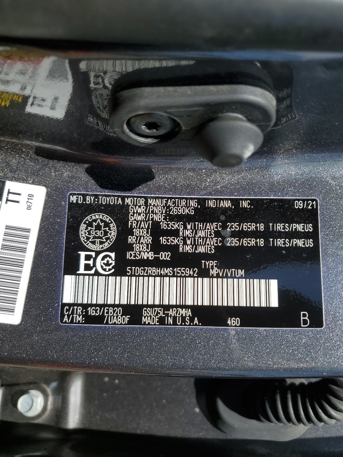 5TDGZRBH4MS155942 2021 Toyota Highlander Xle