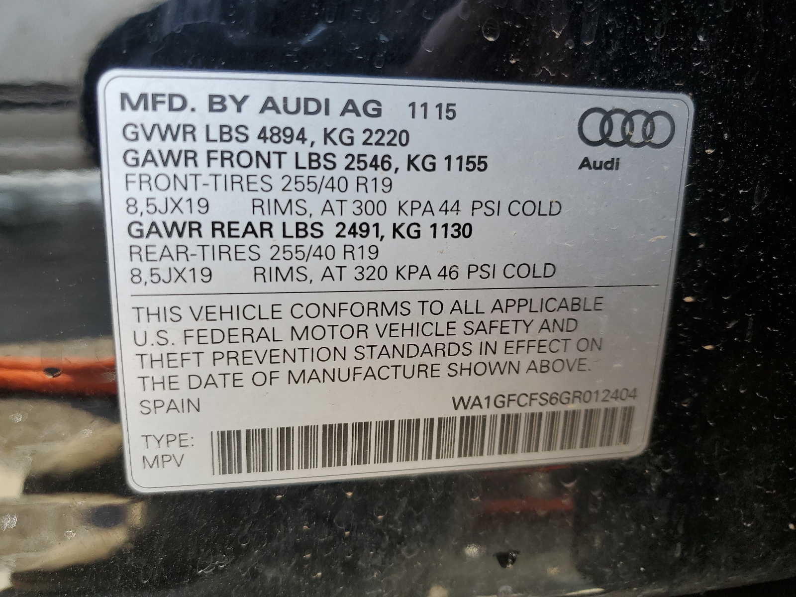 WA1GFCFS6GR012404 2016 Audi Q3 Prestige