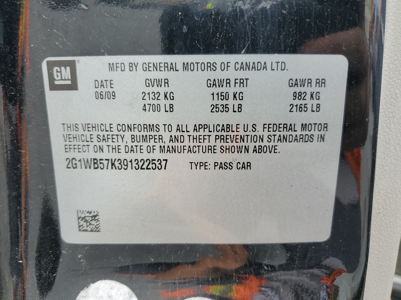 2G1WB57K391322537 2009 Chevrolet Impala Ls