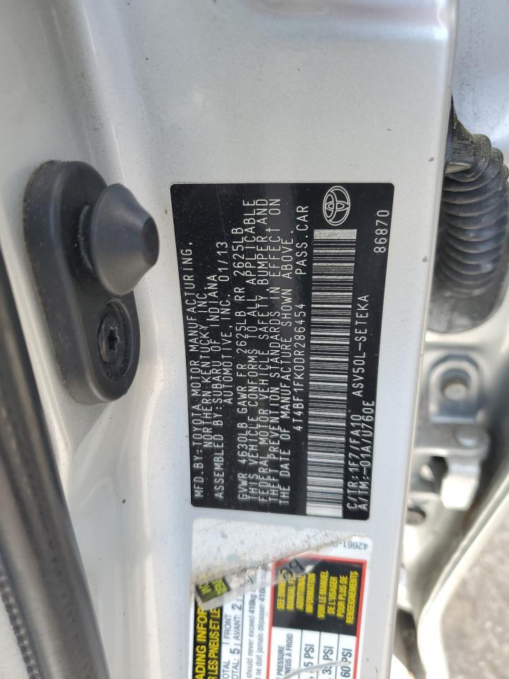 2013 Toyota Camry L VIN: 4T4BF1FK0DR286454 Lot: 53328874