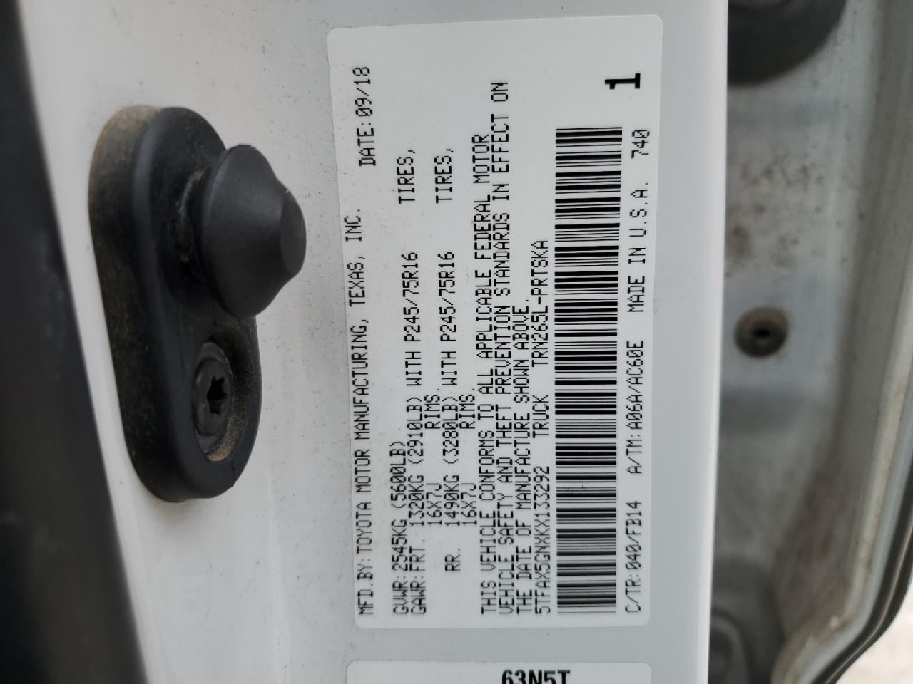 5TFAX5GNXKX133292 2019 Toyota Tacoma Double Cab