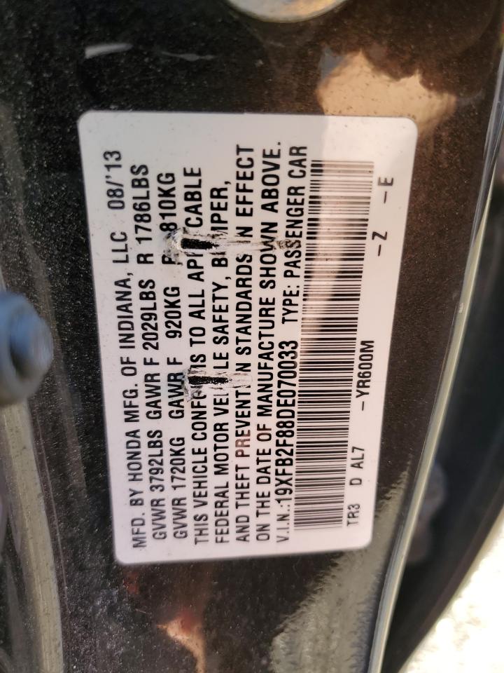 2013 Honda Civic Ex VIN: 19XFB2F88DE070033 Lot: 55344954