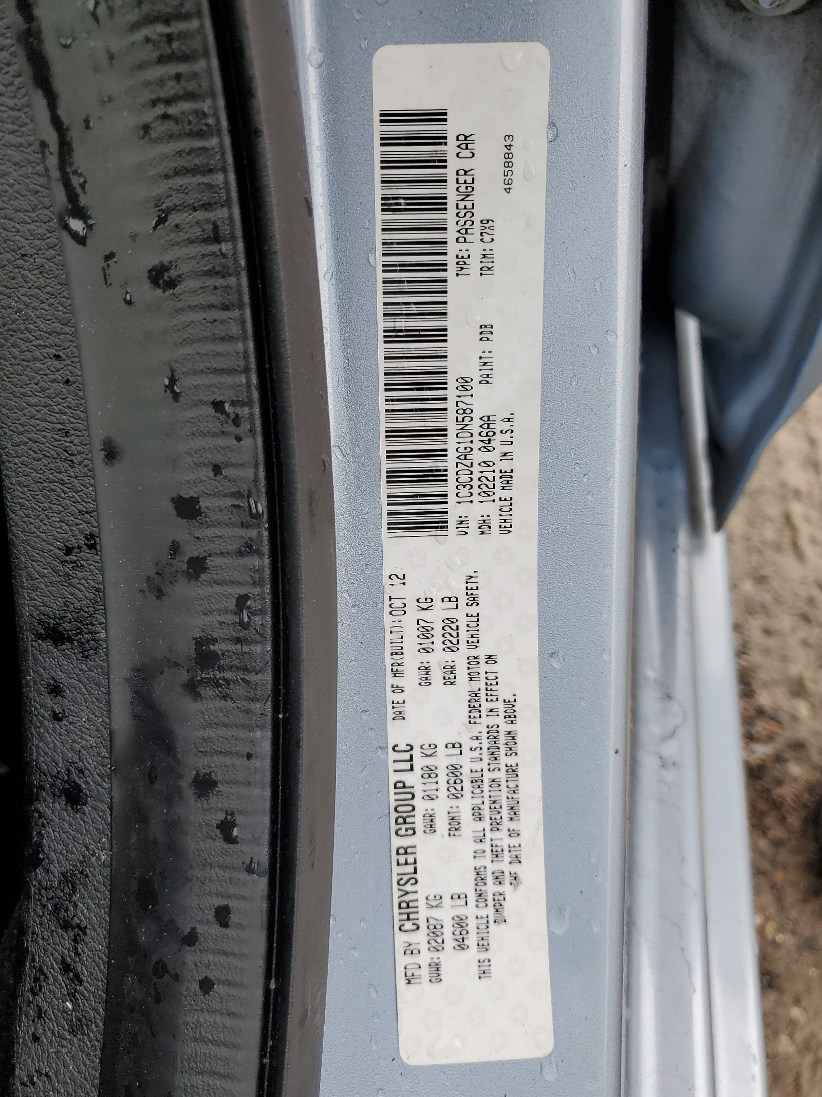 1C3CDZAG1DN587100 2013 Dodge Avenger Se