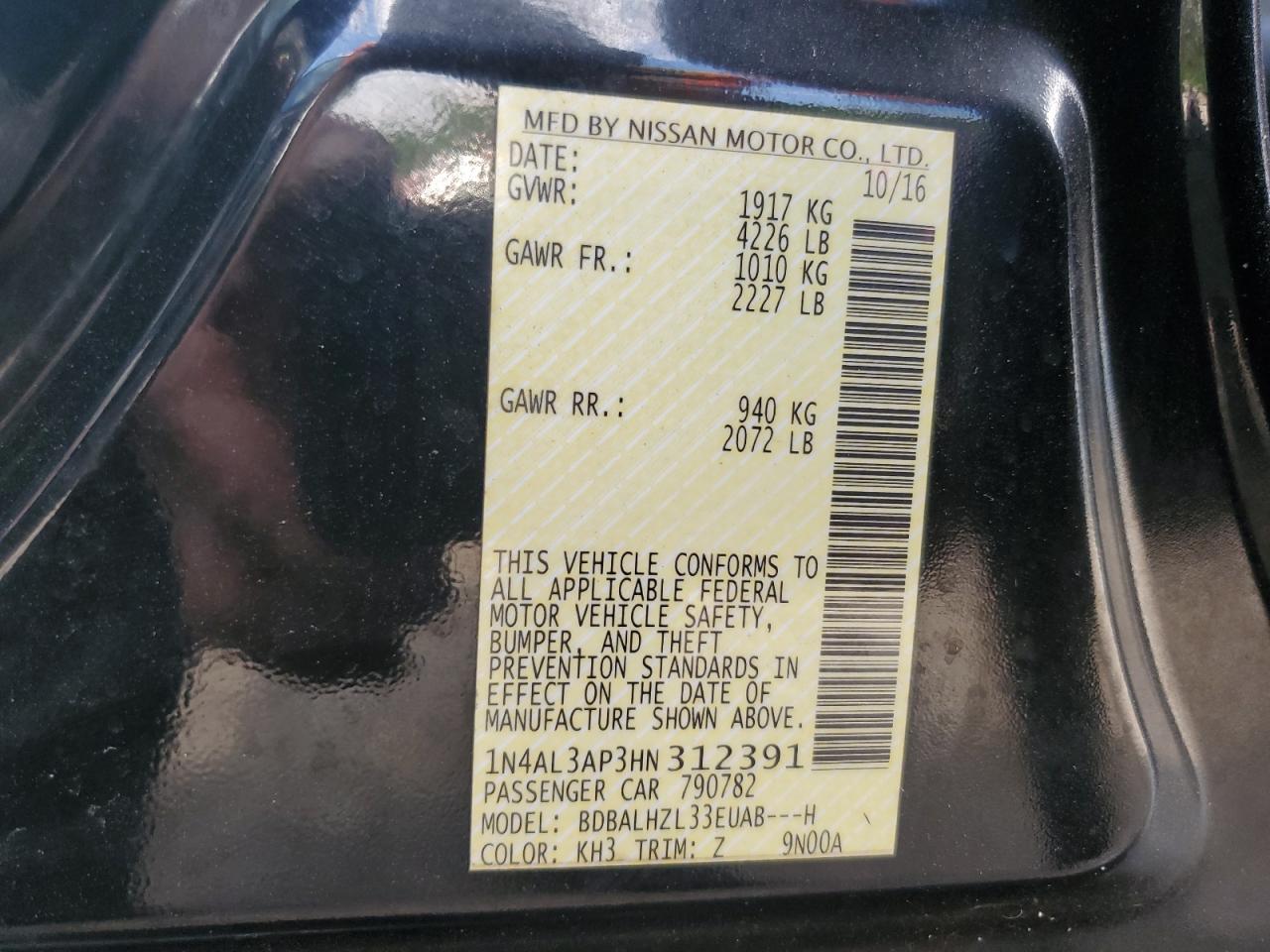 1N4AL3AP3HN312391 2017 Nissan Altima 2.5