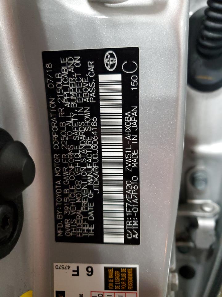 2018 Toyota Prius VIN: JTDKARFU0J3064186 Lot: 56508354