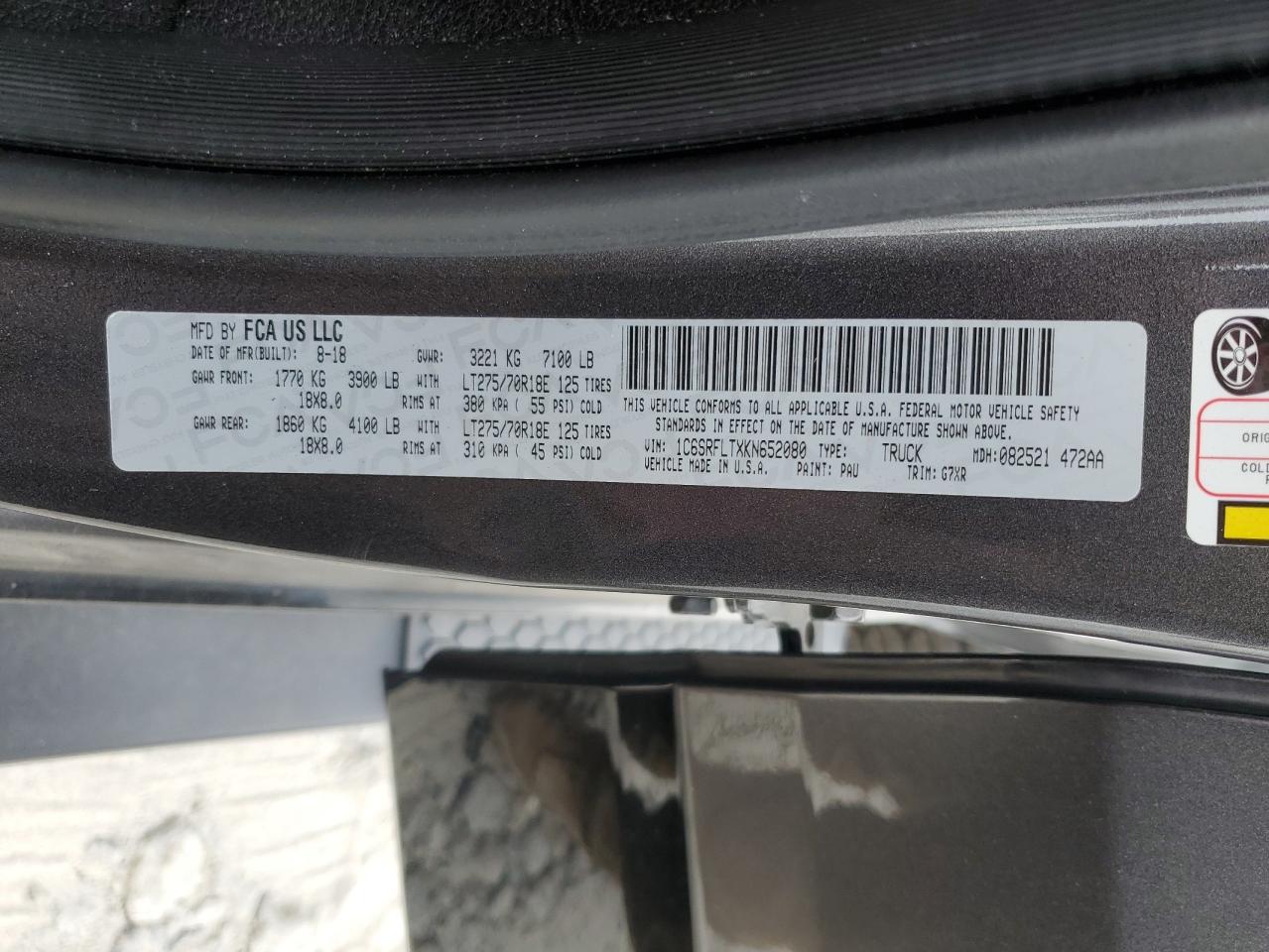 2019 Ram 1500 Rebel VIN: 1C6SRFLTXKN652080 Lot: 56228754