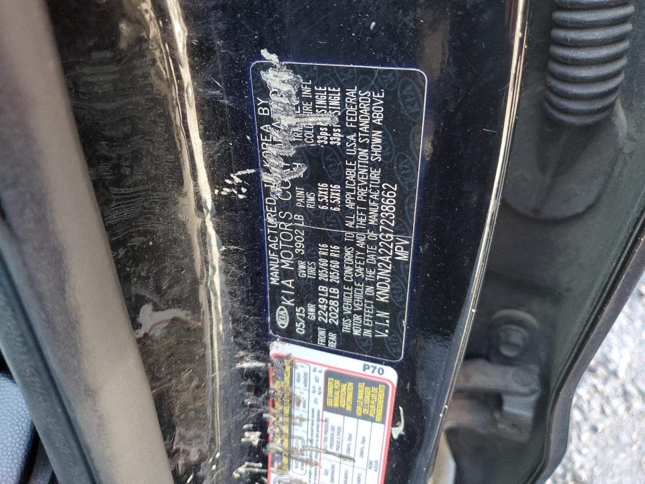 2016 Kia Soul VIN: KNDJN2A22G7238662 Lot: 55197294