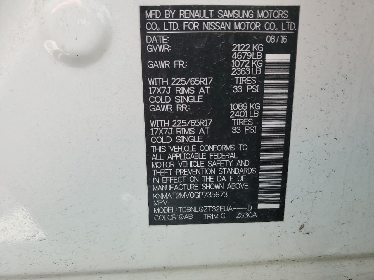 2016 Nissan Rogue S VIN: KNMAT2MV0GP735673 Lot: 54608944