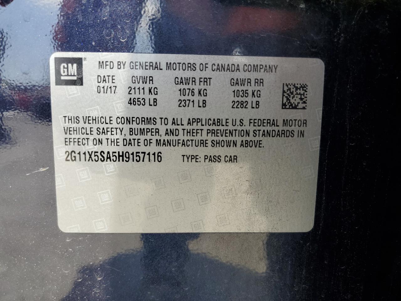 2017 Chevrolet Impala Ls VIN: 2G11X5SA5H9157116 Lot: 55516854