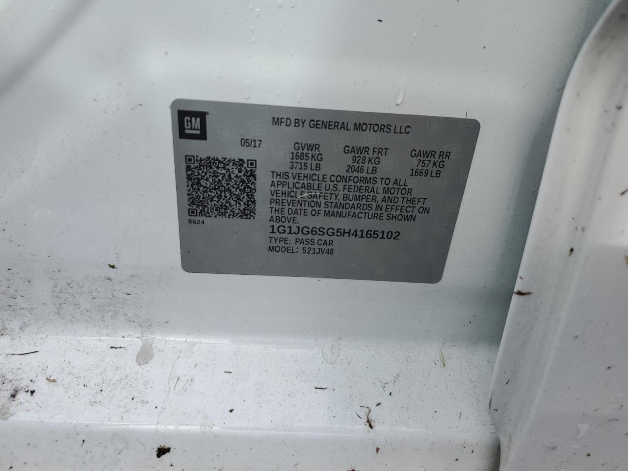 2017 Chevrolet Sonic VIN: 1G1JG6SG5H4165102 Lot: 55963804