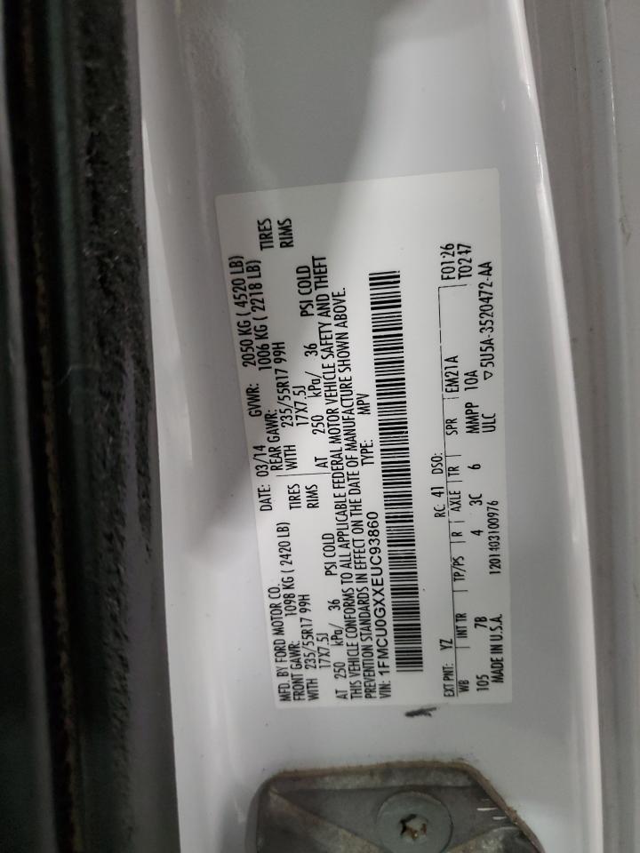 2014 Ford Escape Se VIN: 1FMCU0GXXEUC93860 Lot: 54940184