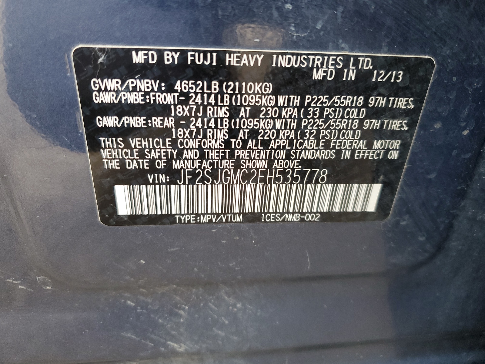 JF2SJGMC2EH535778 2014 Subaru Forester 2.0Xt Touring