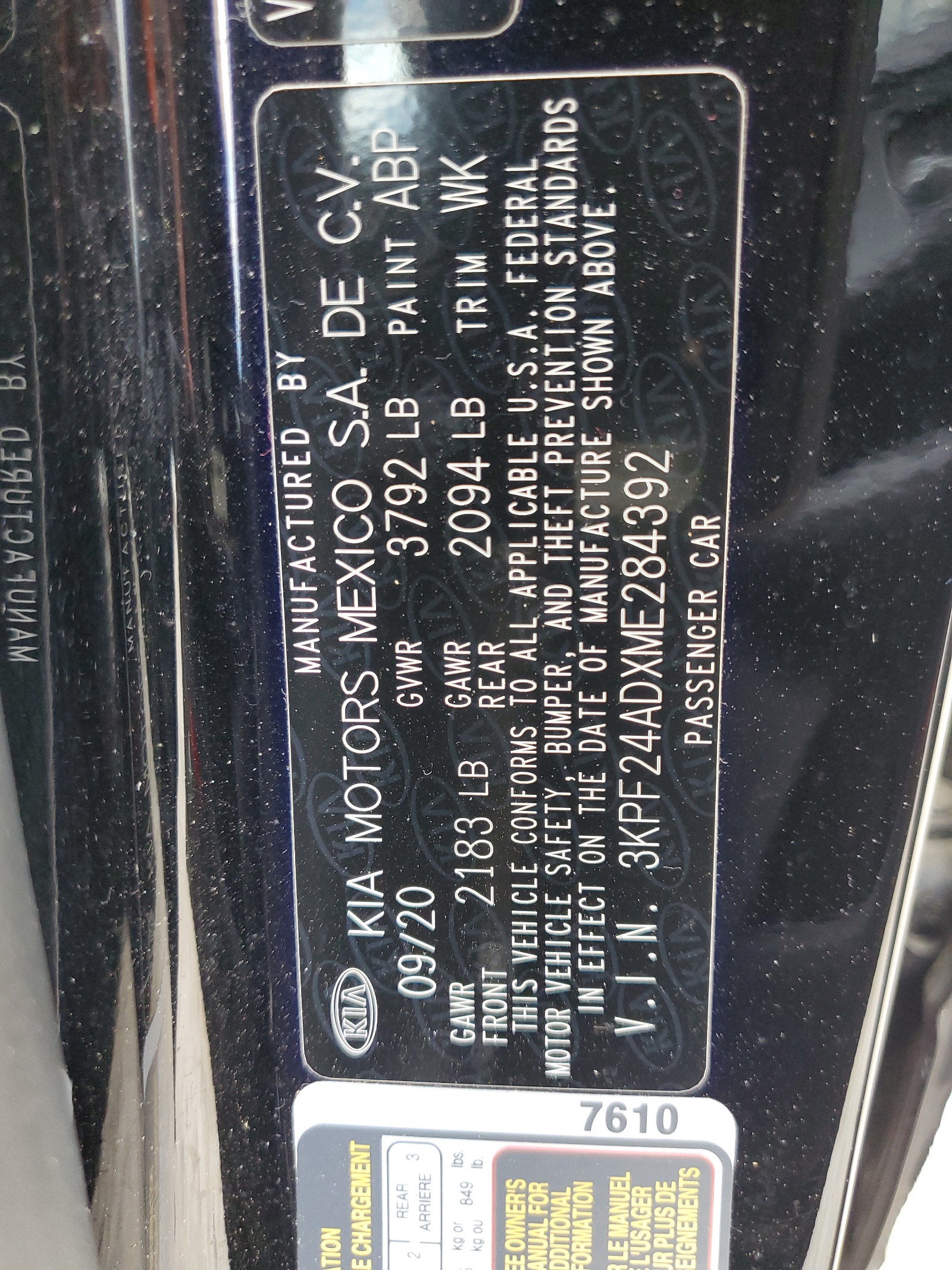 3KPF24ADXME284392 2021 Kia Forte Fe