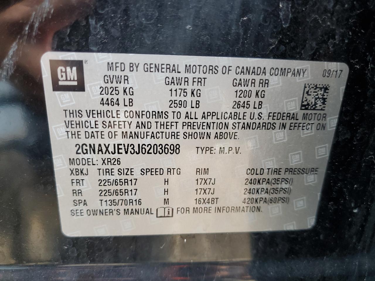 2018 Chevrolet Equinox Lt VIN: 2GNAXJEV3J6203698 Lot: 54819174