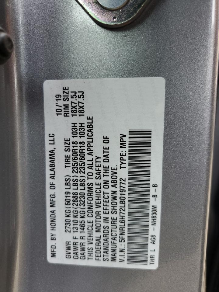 5FNRL6H72LB019772 2020 Honda Odyssey Exl