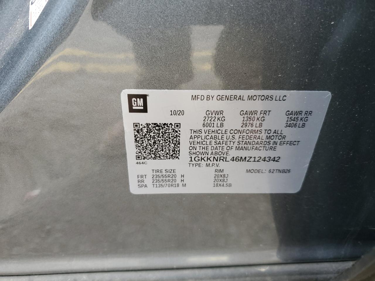 2021 GMC Acadia Sle VIN: 1GKKNRL46MZ124342 Lot: 54976234