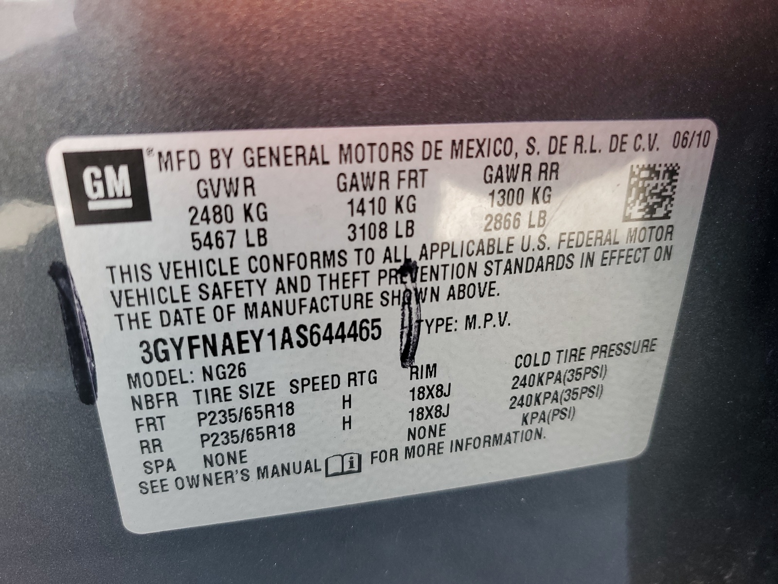 3GYFNAEY1AS644465 2010 Cadillac Srx Luxury Collection