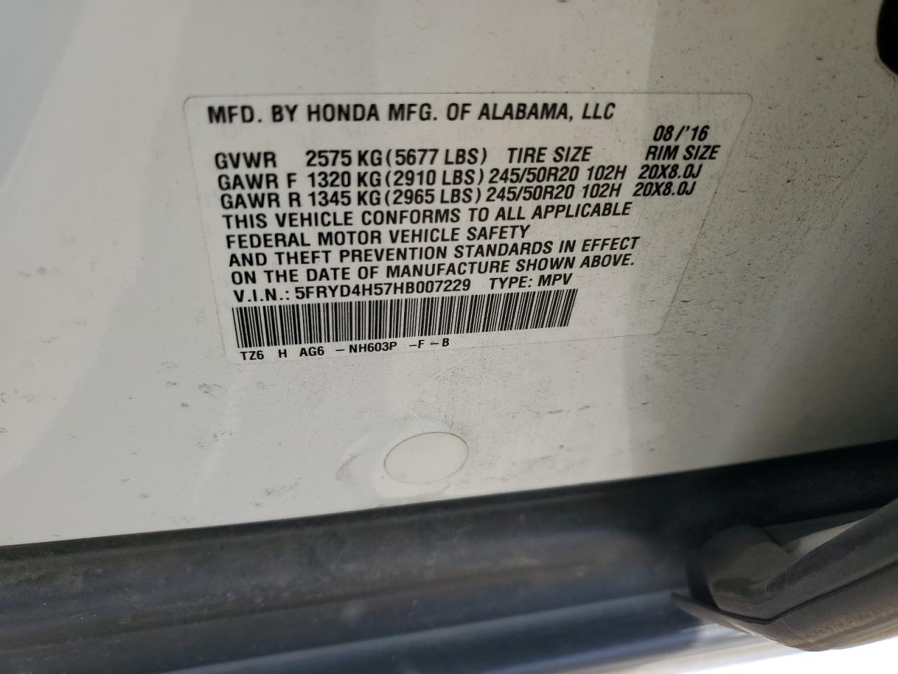 2017 Acura Mdx Technology VIN: 5FRYD4H57HB007229 Lot: 54769624