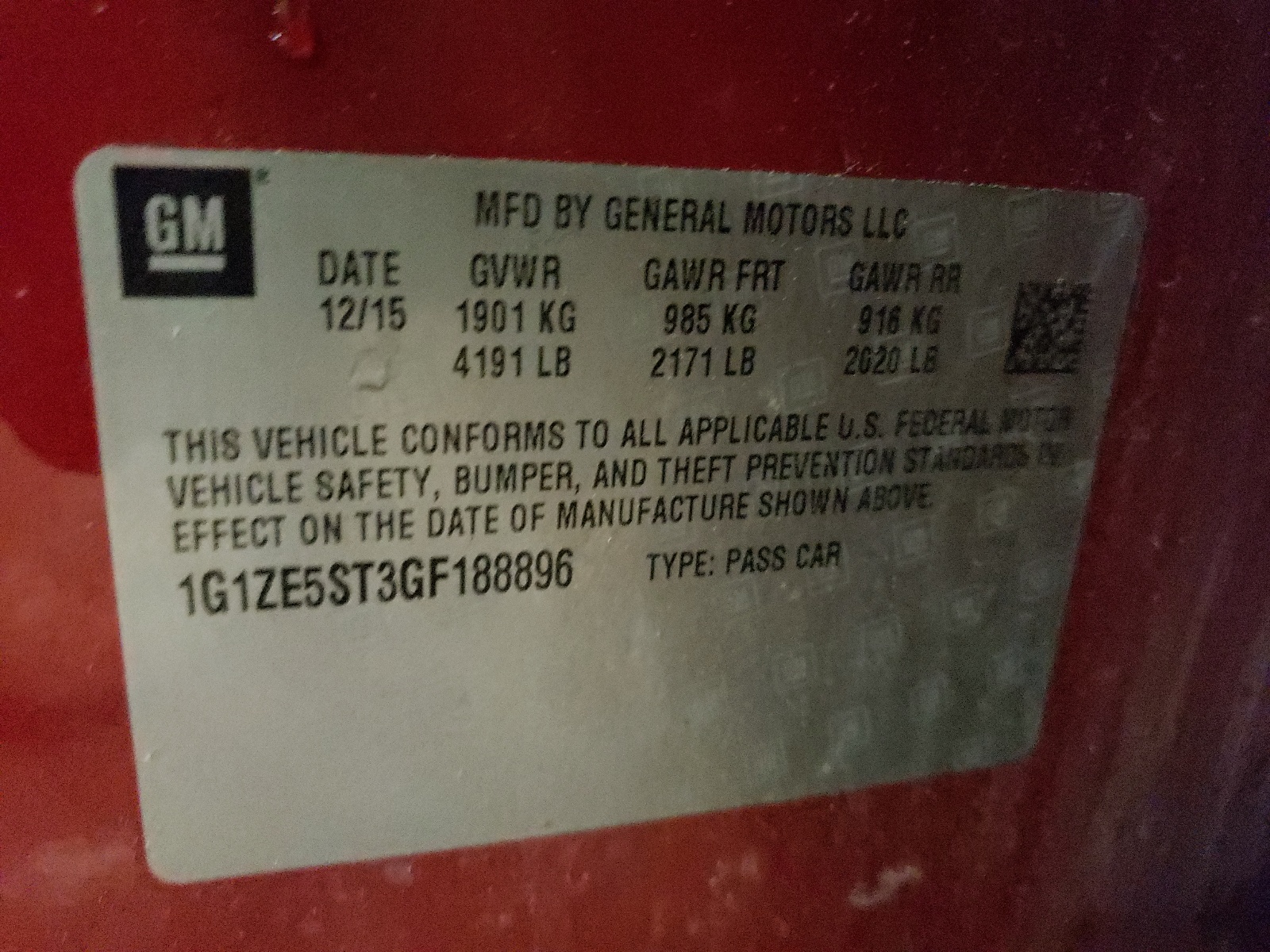 1G1ZE5ST3GF188896 2016 Chevrolet Malibu Lt