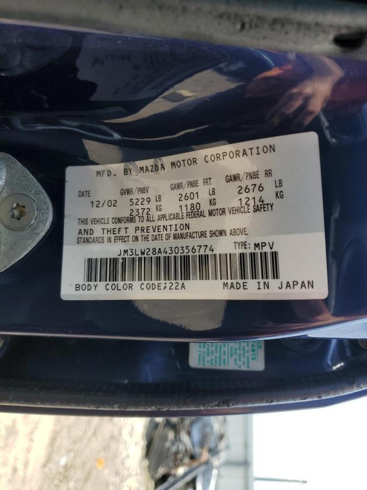 2003 Mazda Mpv Wagon VIN: JM3LW28A430356774 Lot: 54912154