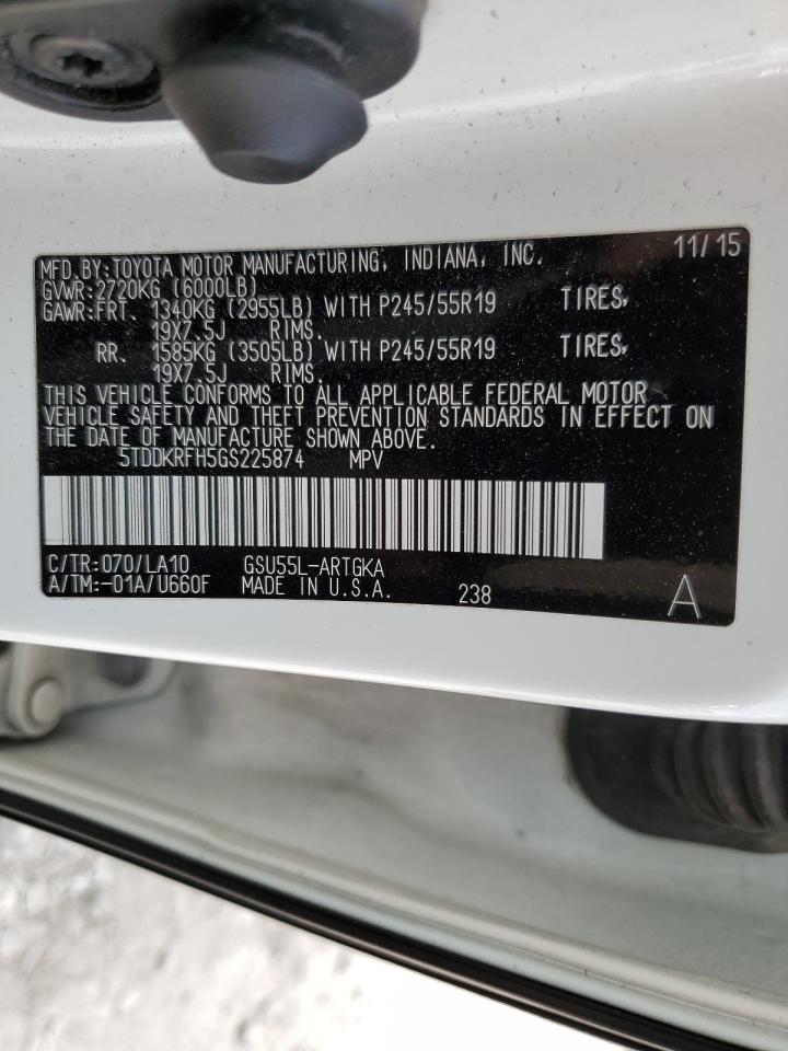 2016 Toyota Highlander Limited VIN: 5TDDKRFH5GS225874 Lot: 53871544