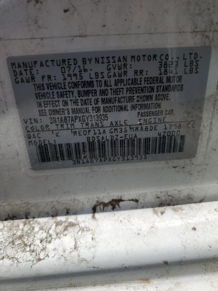 2016 Nissan Sentra S VIN: 3N1AB7APXGY313935 Lot: 56393794