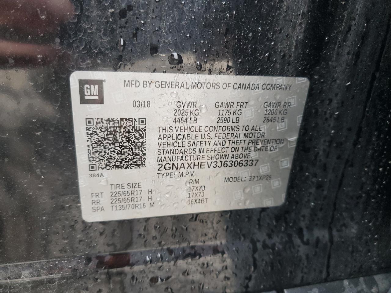 2018 Chevrolet Equinox Ls VIN: 2GNAXHEV3J6306337 Lot: 55025574