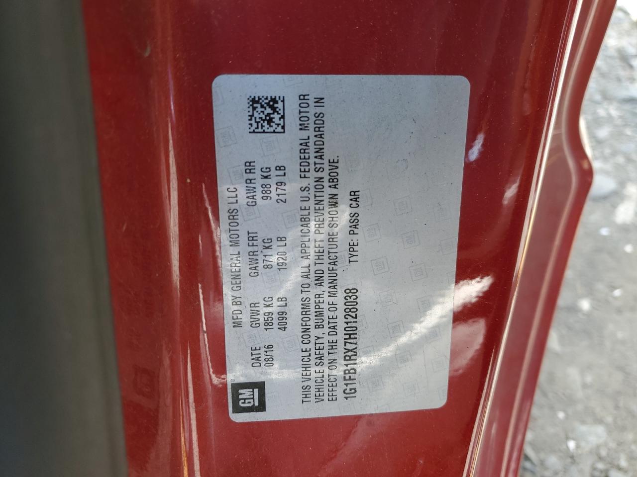 2017 Chevrolet Camaro Lt VIN: 1G1FB1RX7H0128038 Lot: 56287044