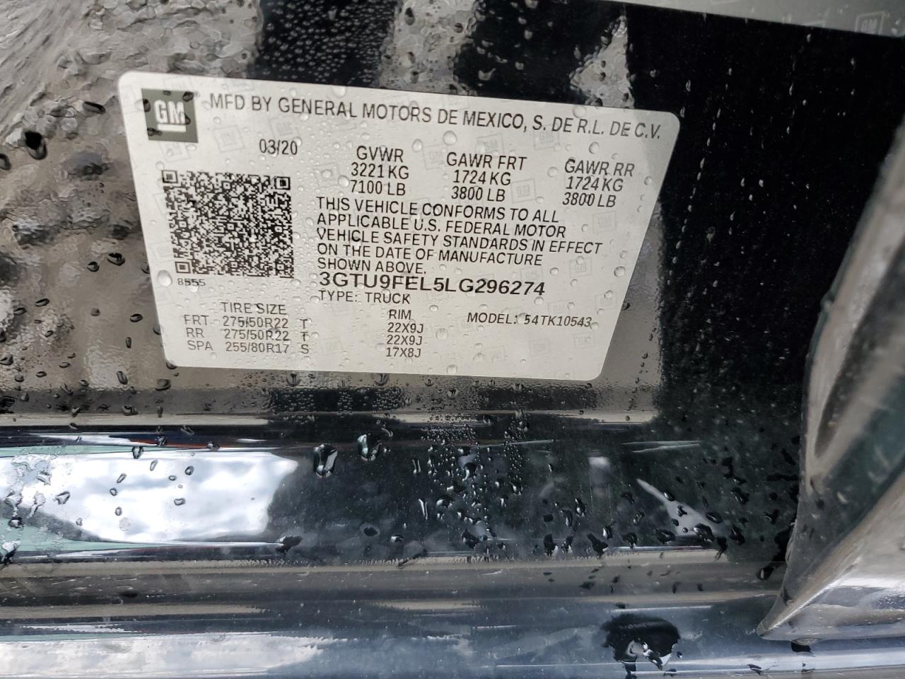 3GTU9FEL5LG296274 2020 GMC Sierra K1500 Denali