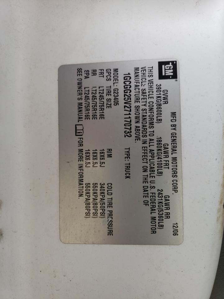 2007 Chevrolet Express G2500 VIN: 1GCGG25V271170732 Lot: 54085304