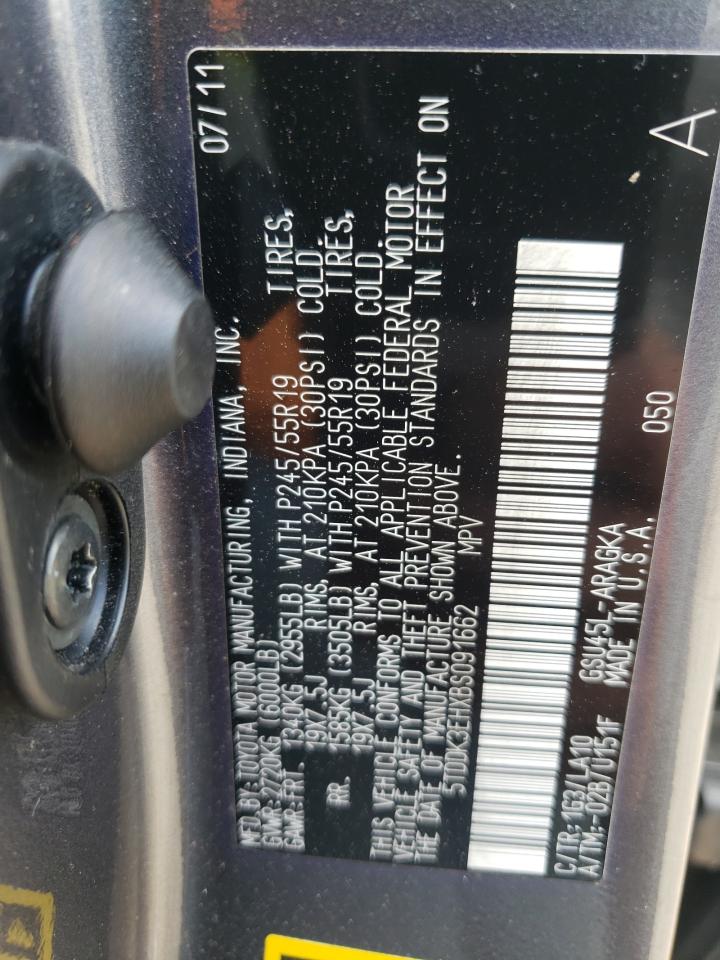 2011 Toyota Highlander Limited VIN: 5TDDK3EHXBS091662 Lot: 55501474