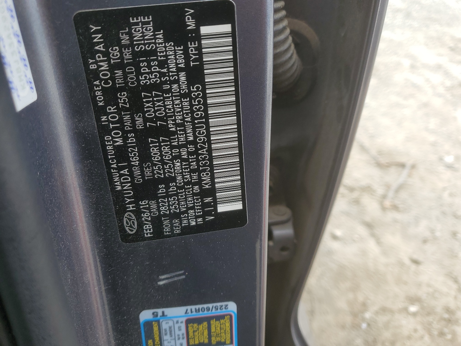 KM8J33A29GU193535 2016 Hyundai Tucson Limited