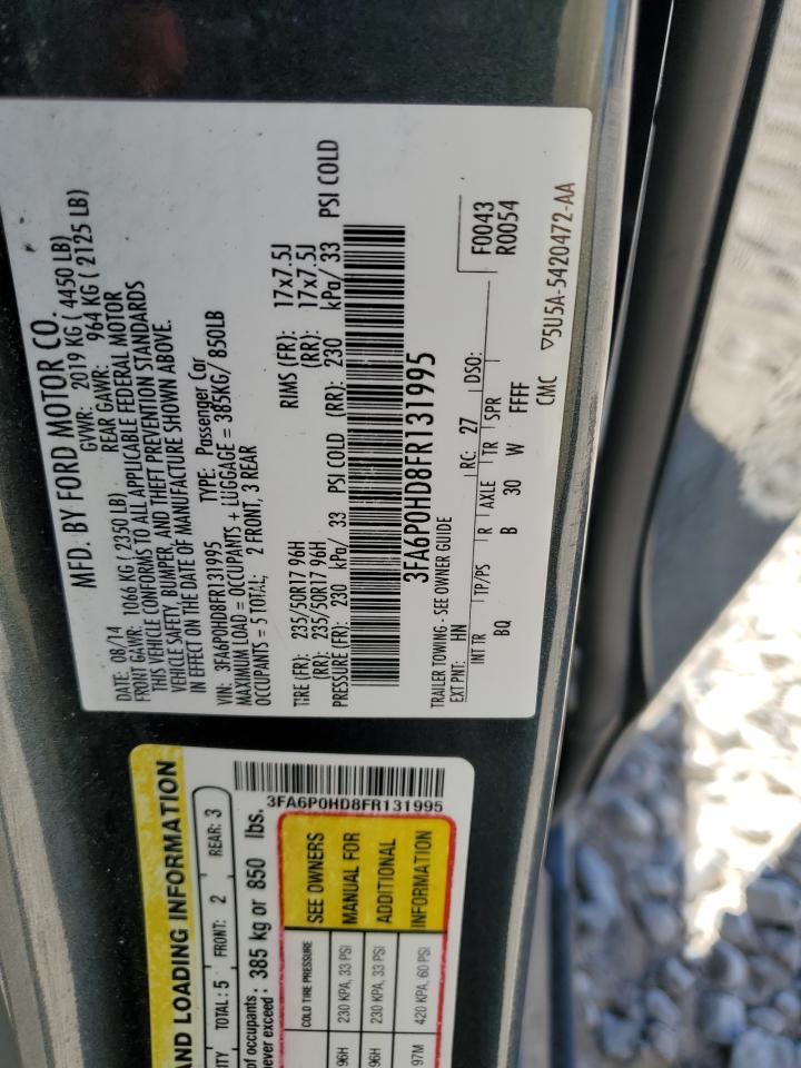 2015 Ford Fusion Se VIN: 3FA6P0HD8FR131995 Lot: 56180034