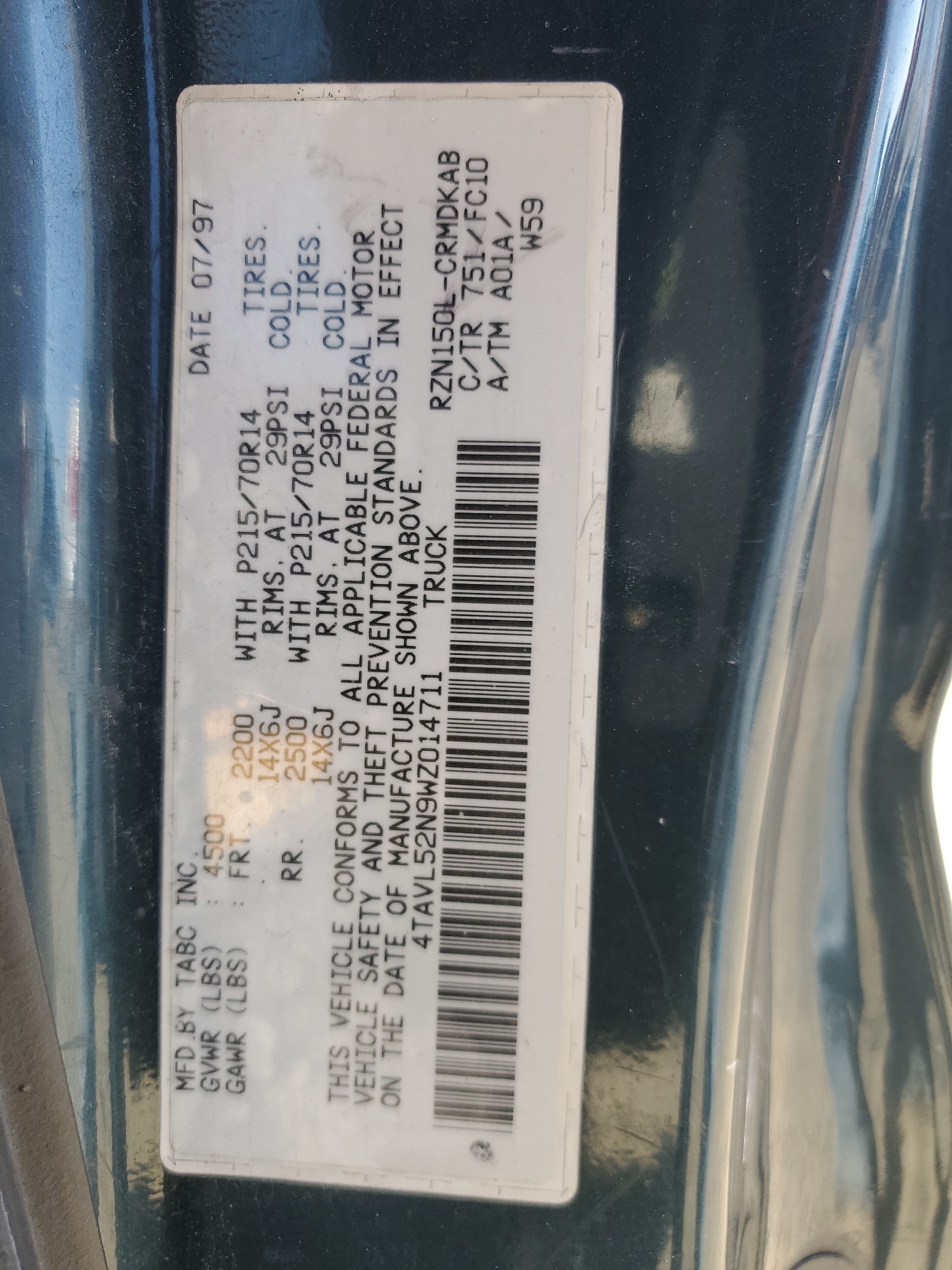 4TAVL52N9WZ014711 1998 Toyota Tacoma Xtracab