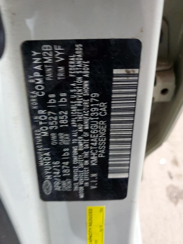 2016 Hyundai Accent Se VIN: KMHCT4AE6GU139179 Lot: 57087844