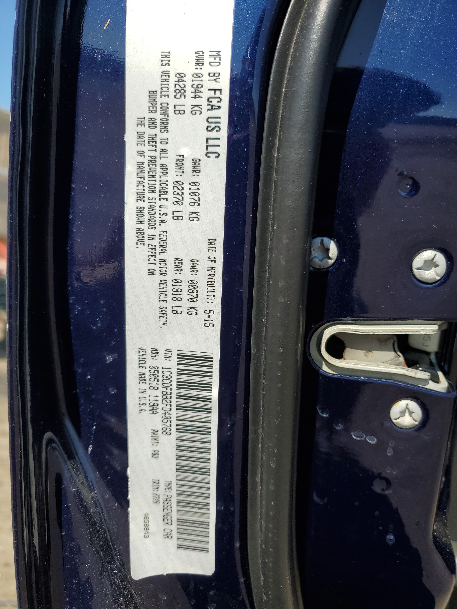 1C3CDFBB2FD405768 2015 Dodge Dart Sxt