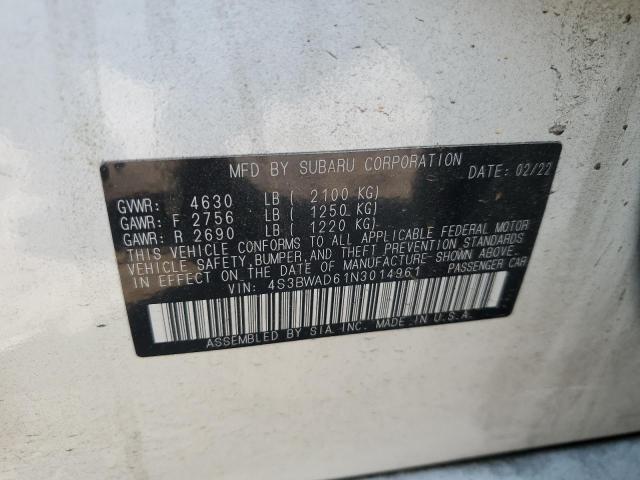 2022 SUBARU LEGACY PRE 4S3BWAD61N3014961  55816624