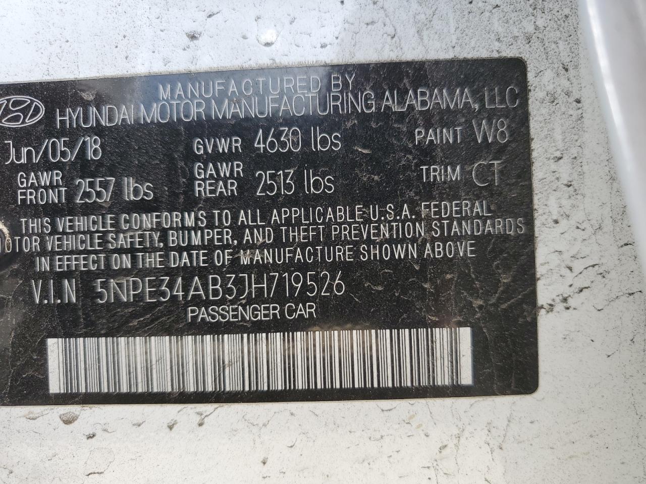 2018 Hyundai Sonata Sport VIN: 5NPE34AB3JH719526 Lot: 55032384