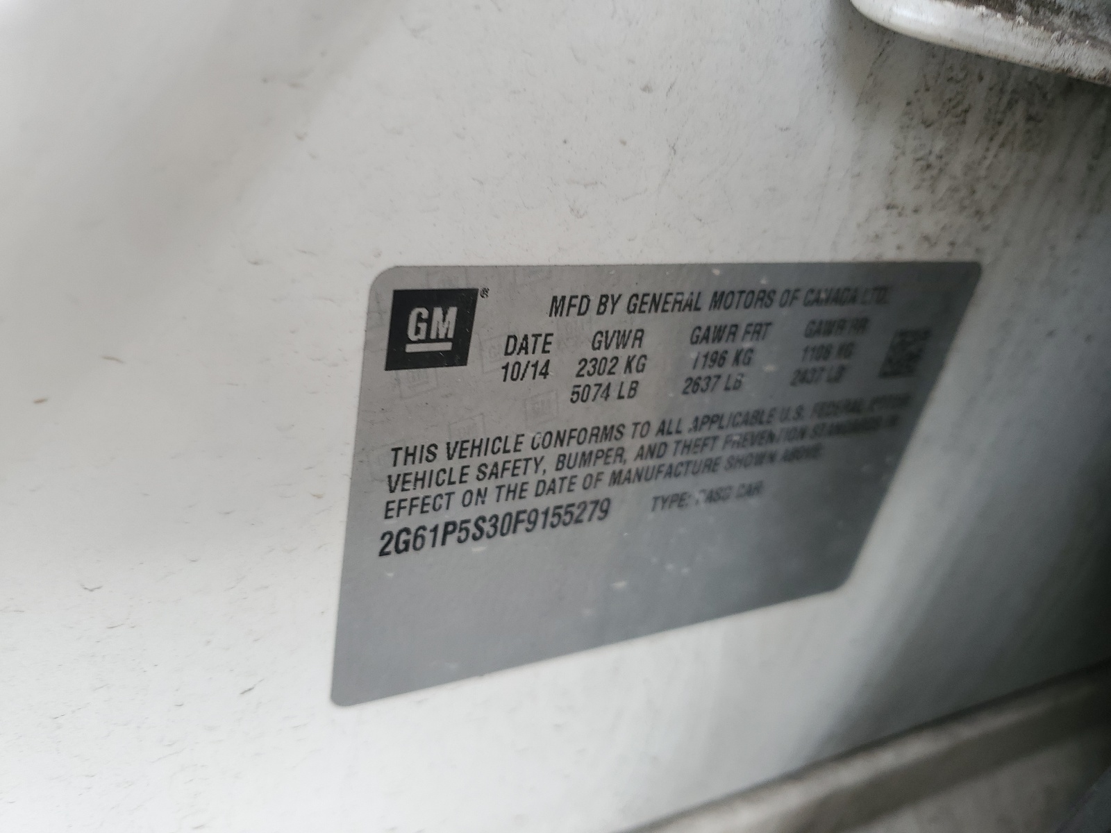 2G61P5S30F9155279 2015 Cadillac Xts Premium Collection