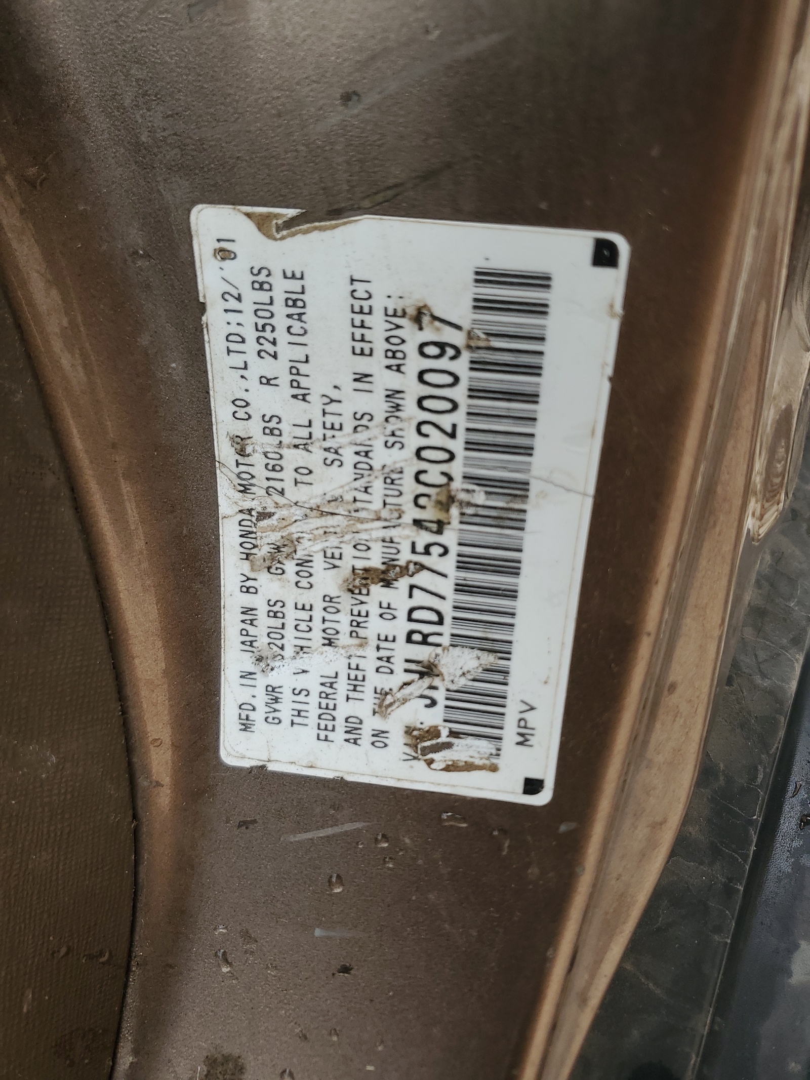 JHLRD77542C020097 2002 Honda Cr-V Lx