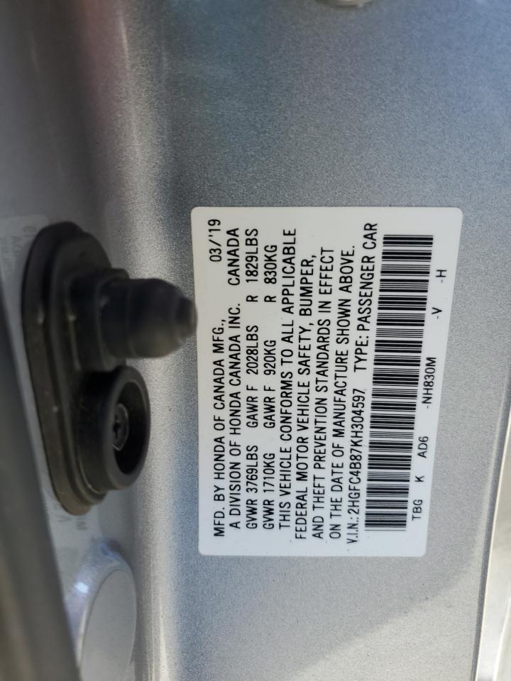 2HGFC4B87KH304597 2019 Honda Civic Sport