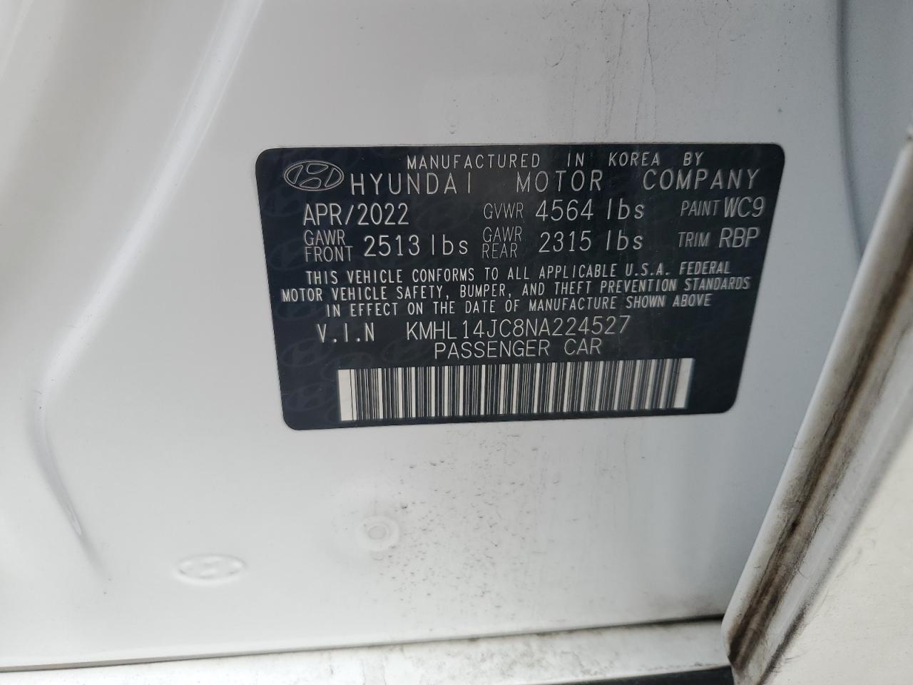 2022 Hyundai Sonata N Line VIN: KMHL14JC8NA224527 Lot: 53343494