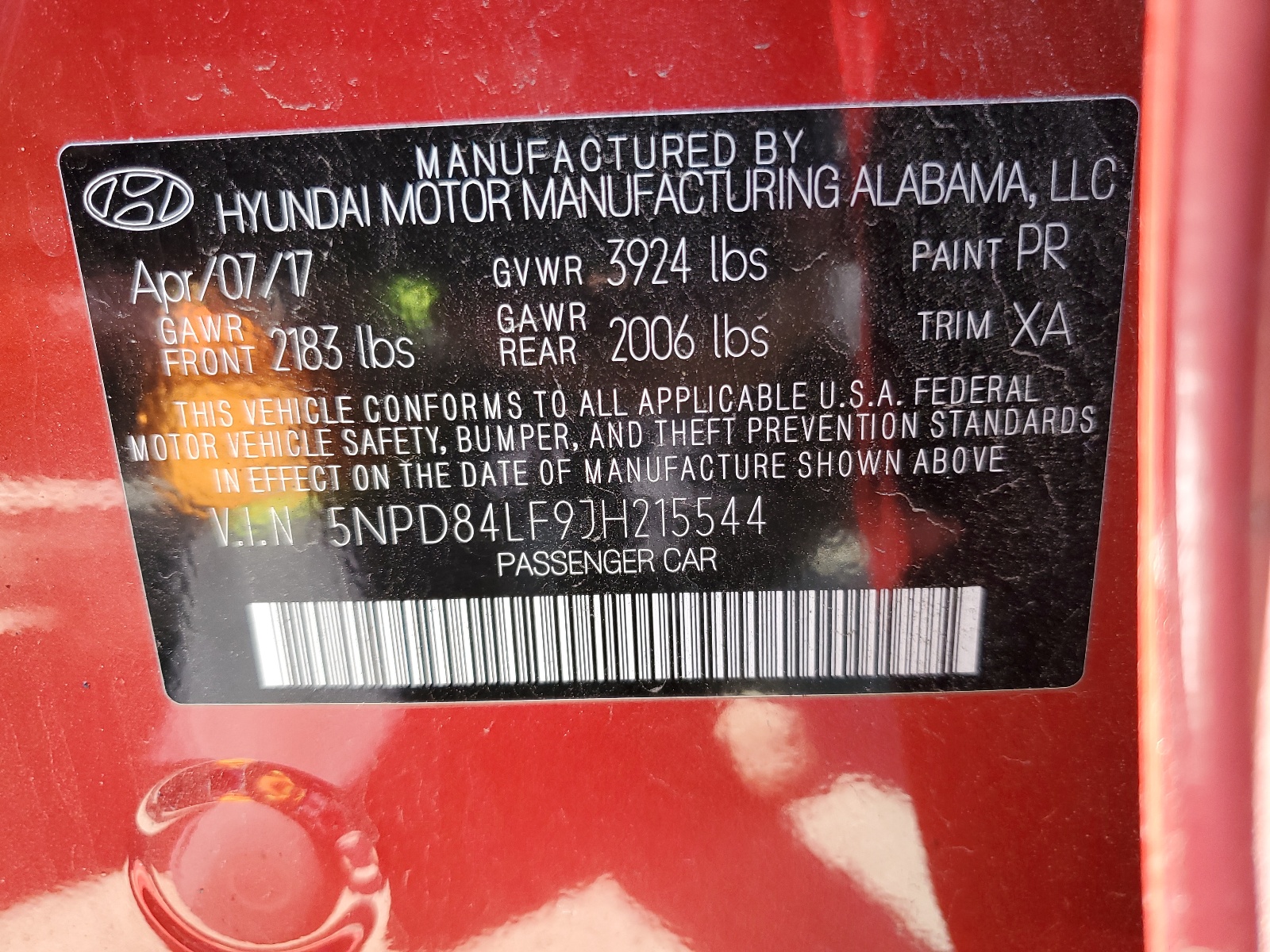 5NPD84LF9JH215544 2018 Hyundai Elantra Sel