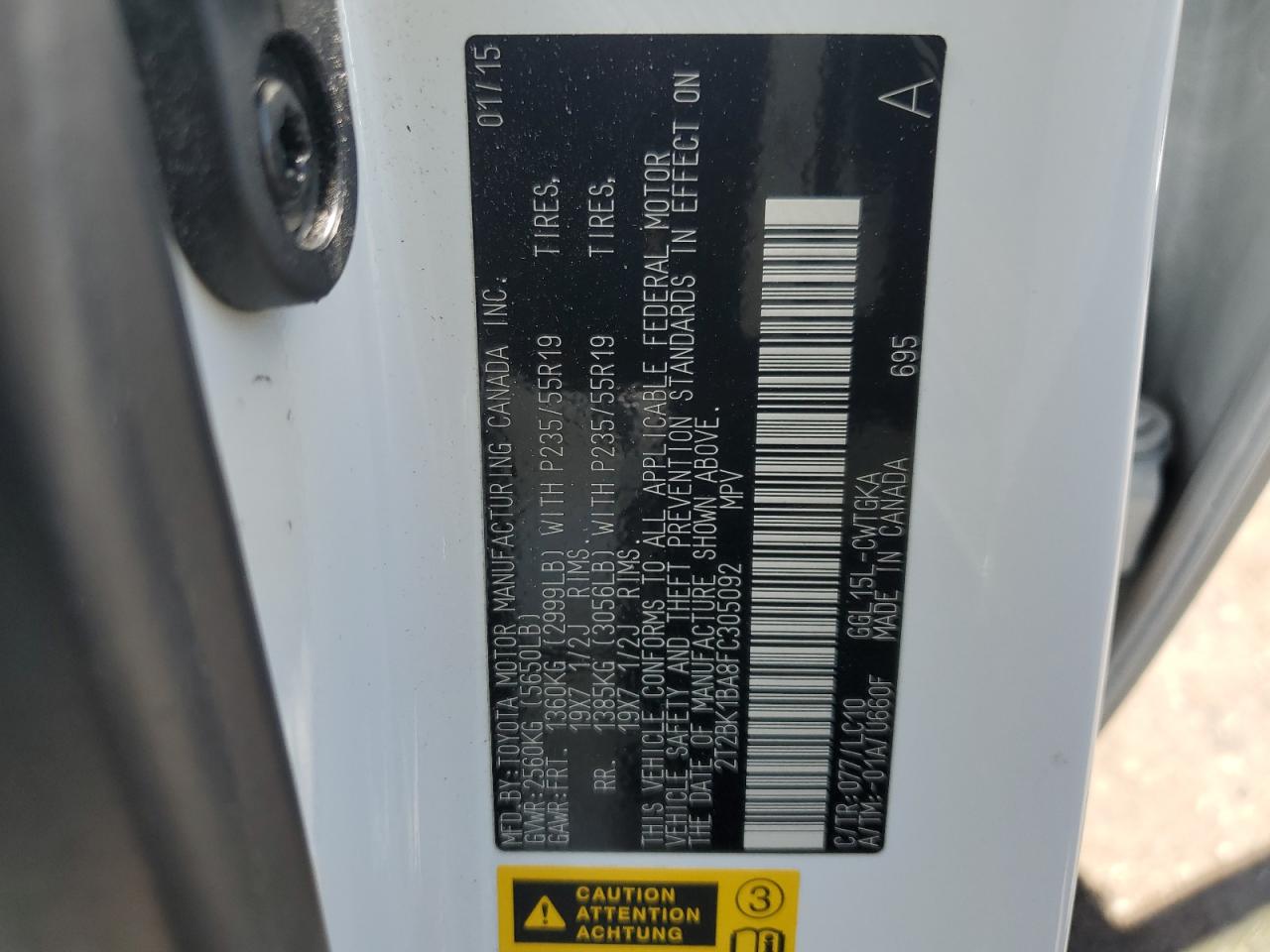 2015 Lexus Rx 350 Base VIN: 2T2BK1BA8FC305092 Lot: 55087994