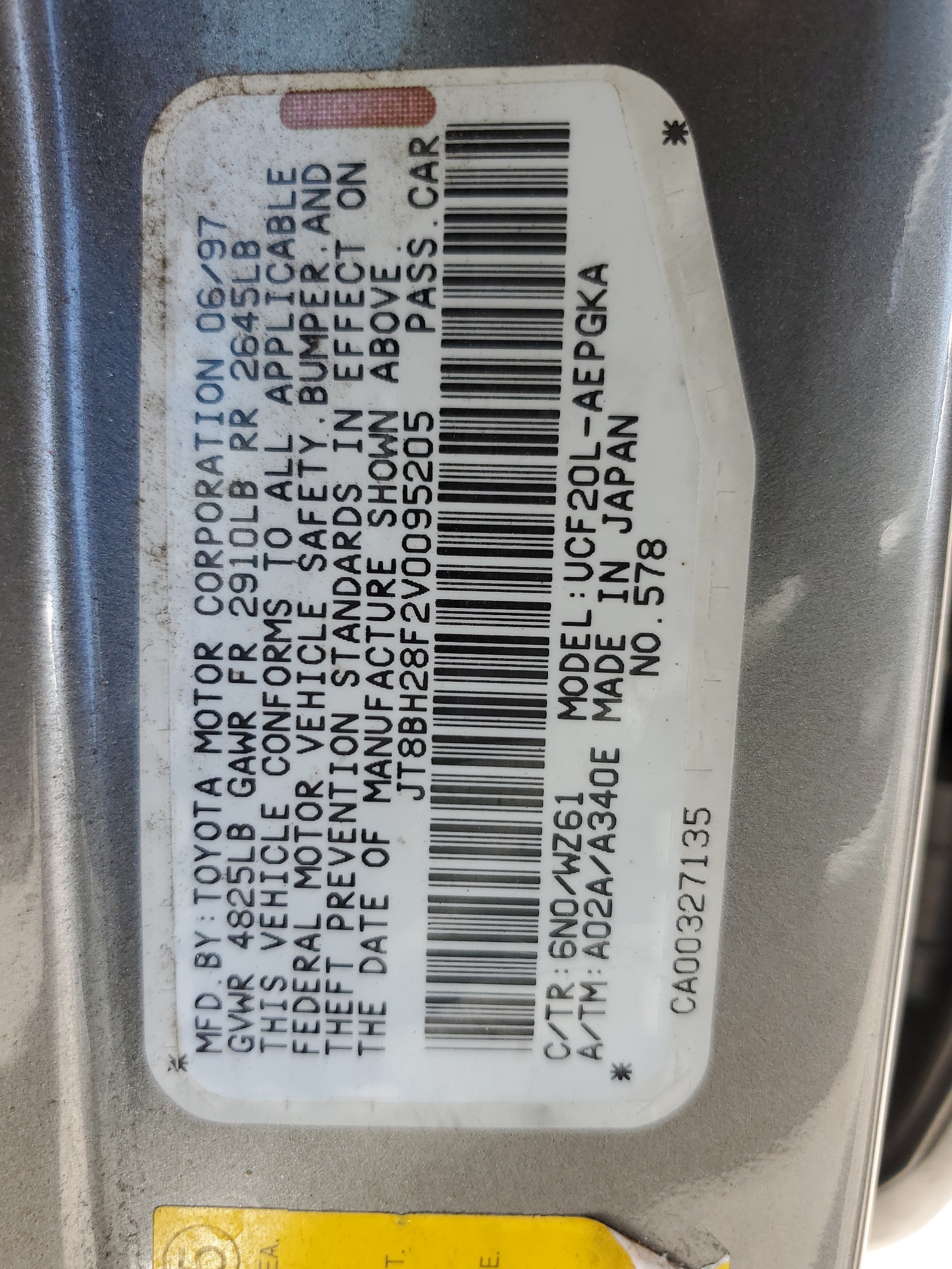 JT8BH28F2V0095205 1997 Lexus Ls 400